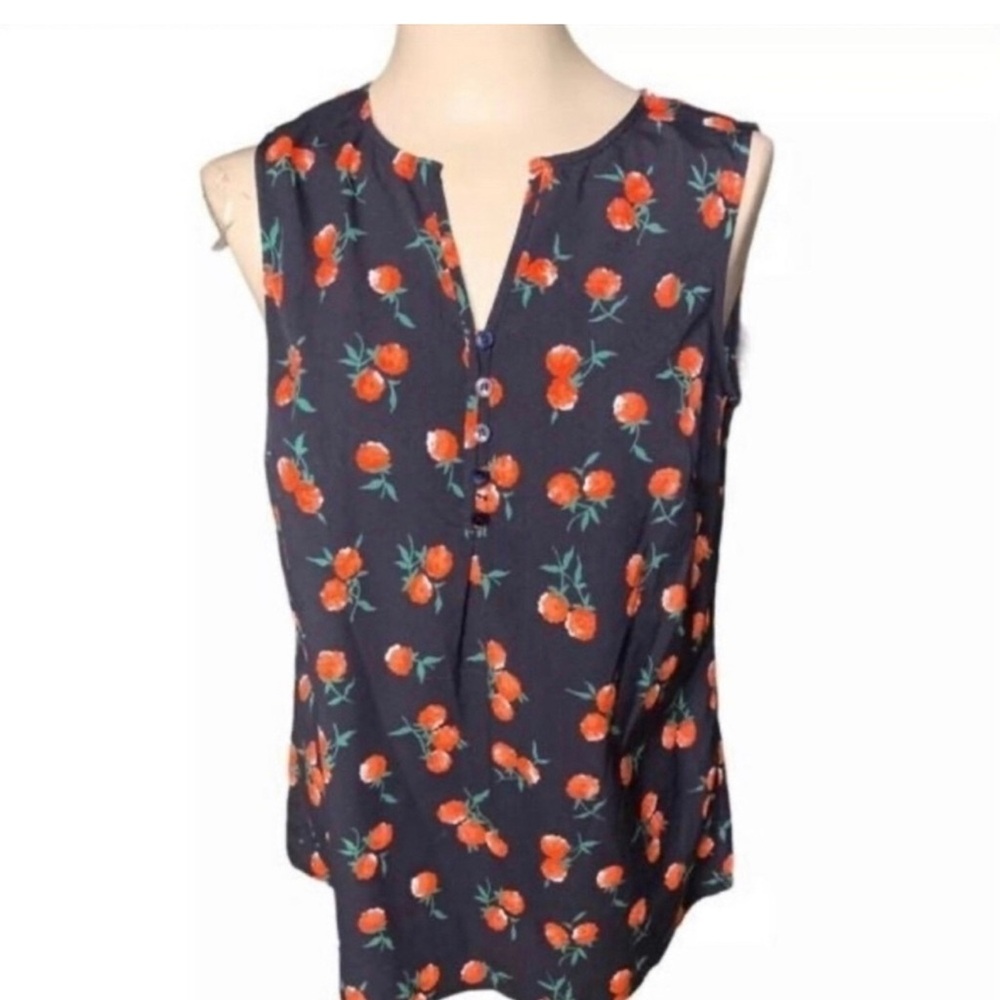 Talbots Raspberry Print Sleeveless Blouse Size Small - Picture 2 of 7